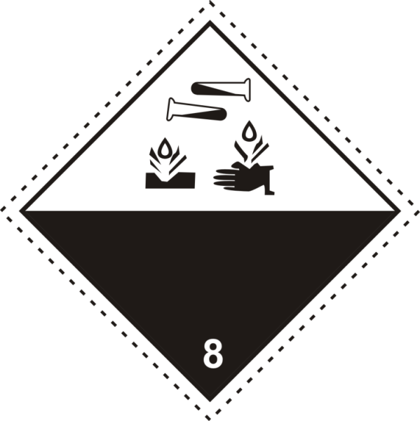 Знак едкое коррозионное 8.1