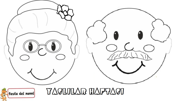 Трафарет лица бабушки и дедушки