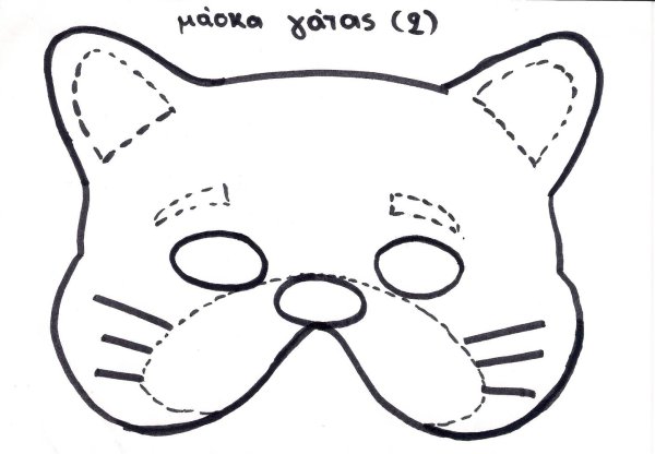 Маска кота трафарет
