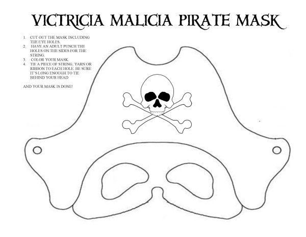 Маска пирата раскраска