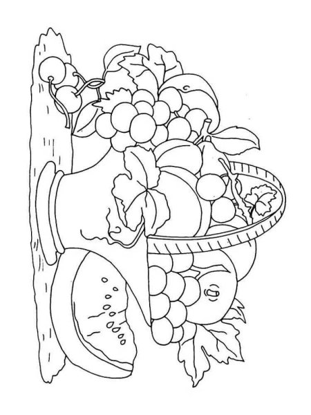 Раскраска ваза с цветами натюрморт распечатать