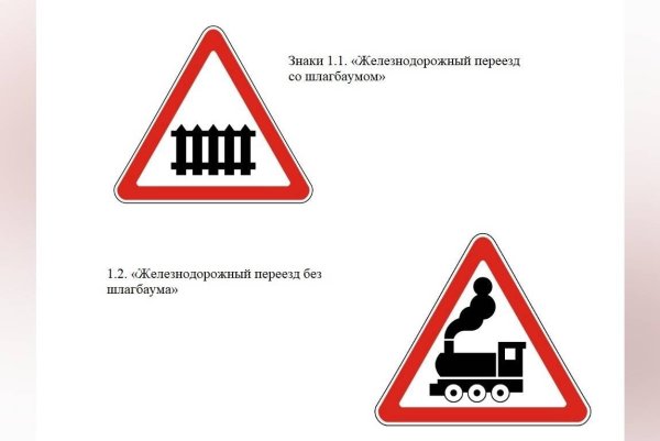Переезд со шлагбаумом знак и без шлагбаума