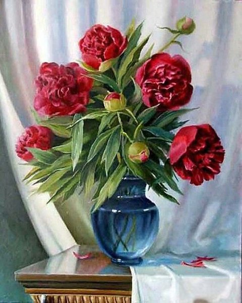 Алмазная мозаика пионы 50х40