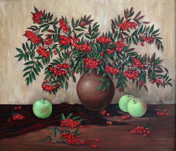 “Натюрморт с рябиной” 1987г. Бусыгин