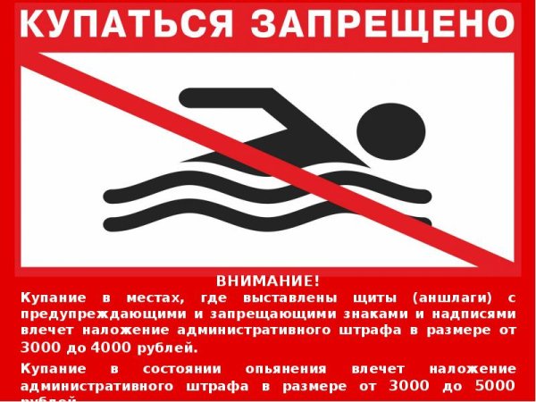 Купание запрещено табличка