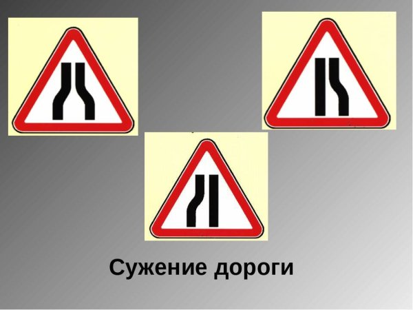 Знак 1.20.1 сужение дороги