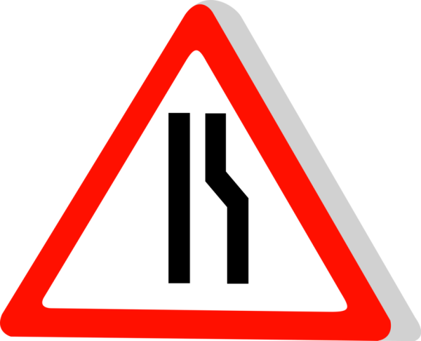 Знак 1.20.1 сужение дороги