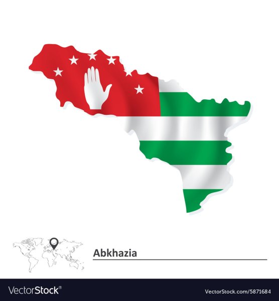 Карта Абхазии с флагом