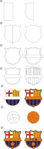 Эмблема Барселоны поэтапно