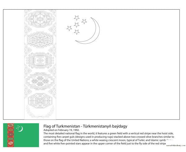 Флаг Туркменистана раскраска