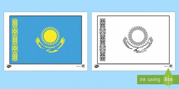 Флаг Казахстана раскраска