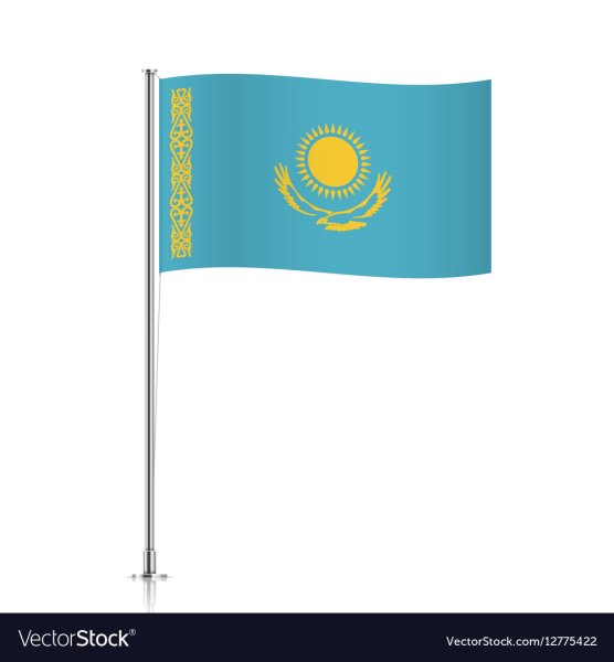 Флаг Казахстана на флагштоке