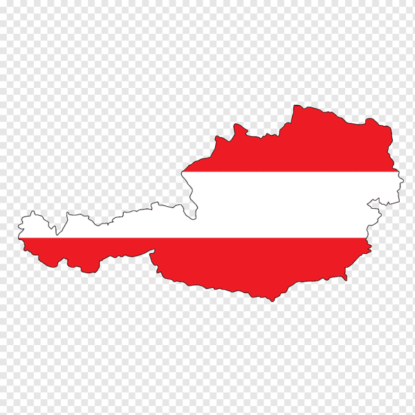 Австрия на карте с флагом
