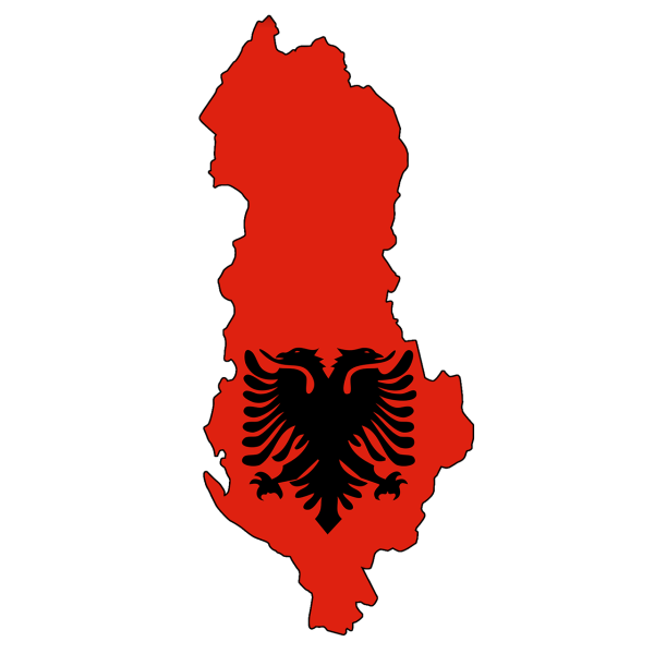 Карта Албании с флагом