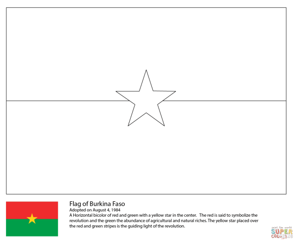 Флаг Буркина Фасо раскраска
