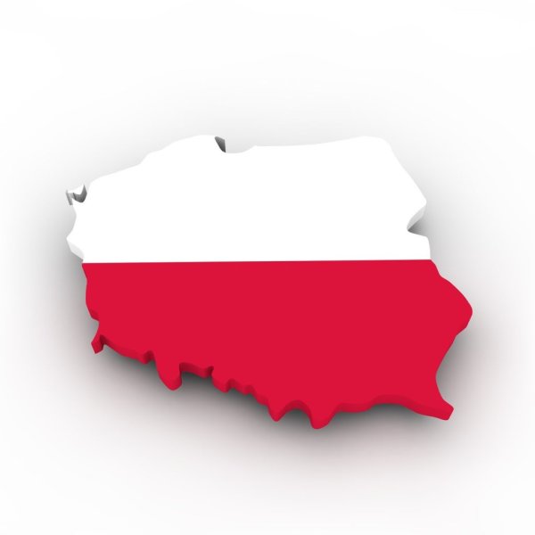 Польша на карте с флагом