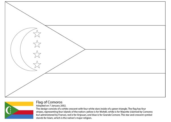 Флаг Коморы раскраска