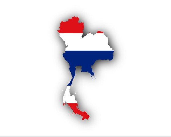 Тайланд на карте с флагом