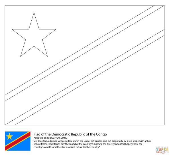 Флаг Демократической Республики Конго раскраска