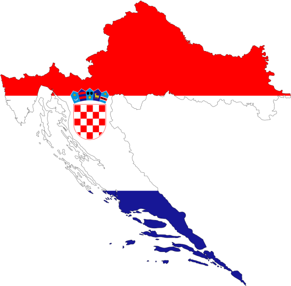 Хорватия на карте с флагом