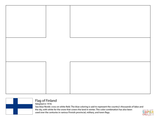 Флаг Финляндии для раскрашивания