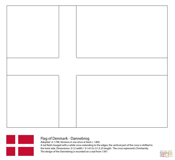 Флаг Дании раскраска