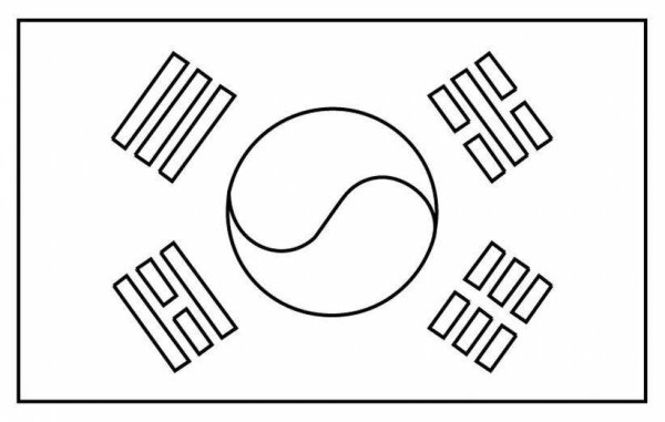Флаг Кореи раскраска