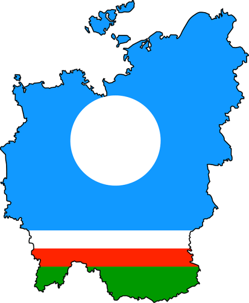 Карта Якутии с флагом