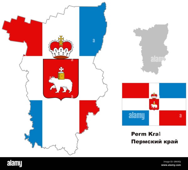 Карта Пермского края с флагом