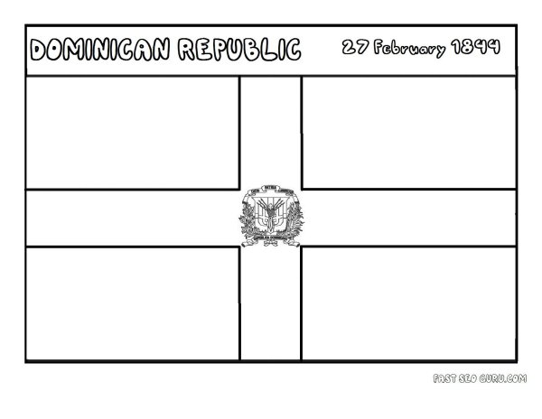 Флаг Доминиканская Республика раскраска