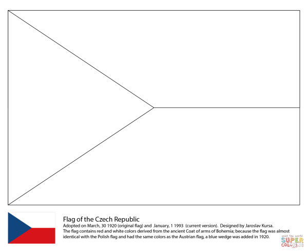 Флаг Чехии для раскрашивания