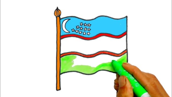 Флаг Узбекистанa рисования