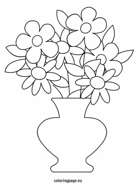 Трафарет вазы с цветами