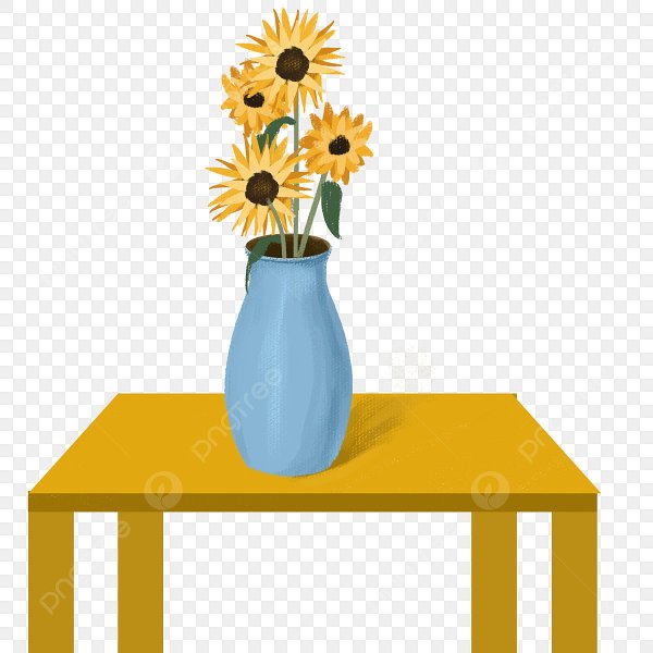 Столик с цветами на прозрачном фоне