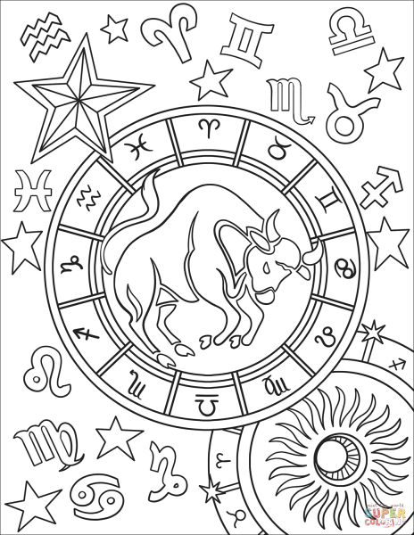 Раскраски знаков зодиака для детей