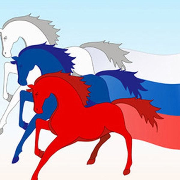 Флаг России кони