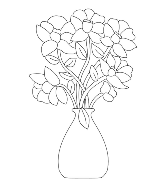 Раскраска ваза с цветами для детей