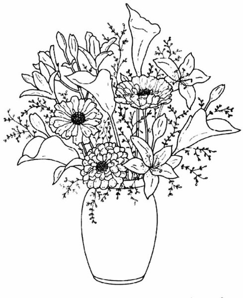 Раскраска цветы в вазе