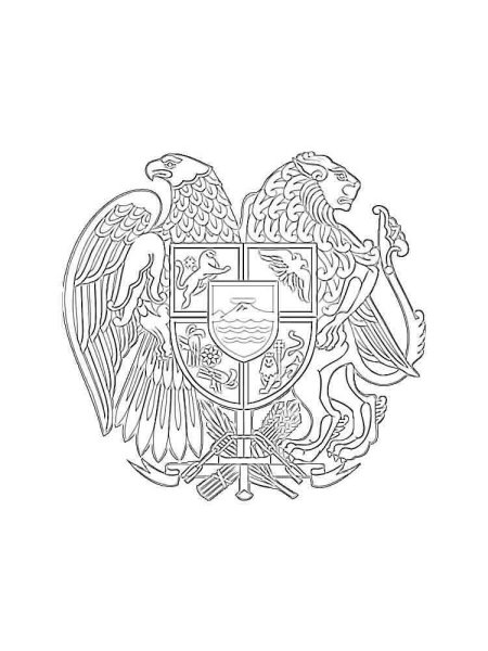 Герб Армении черно белый