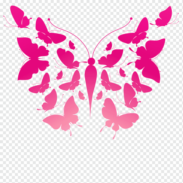 Бабочки трафарет розовые