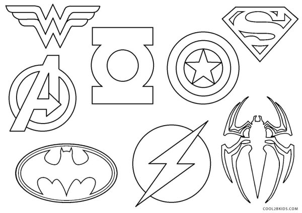 Логотипы супергероев Марвел раскраска
