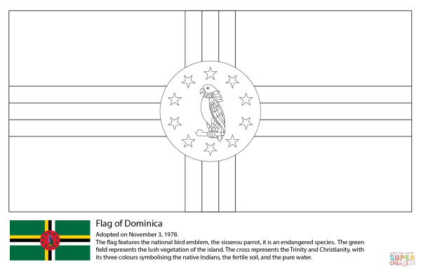 Флаг Доминики раскраска