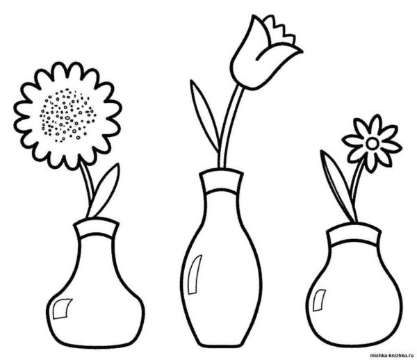 Трафарет вазы с цветами