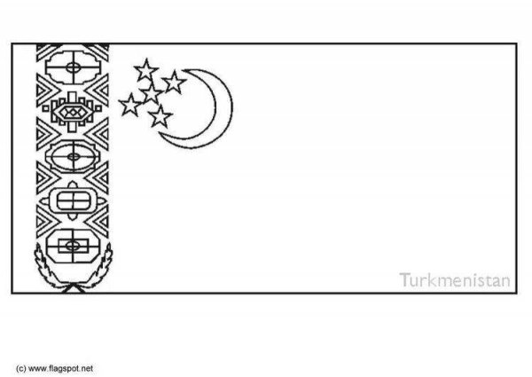 Флаг Туркмении раскраска