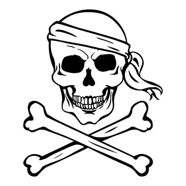 Пиратский череп с костями трафарет