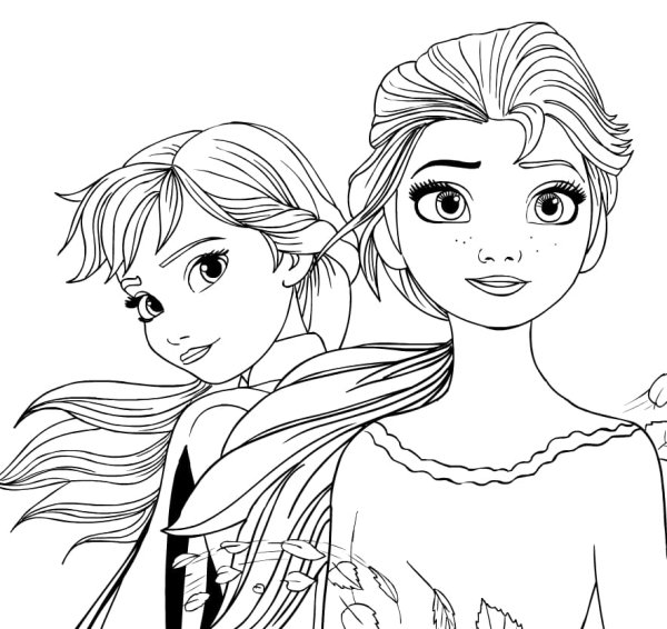 Раскраска Эльза и Анна из холодного сердца