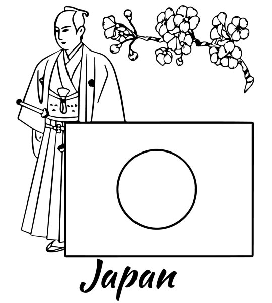 Флаг и герб Японии раскраска